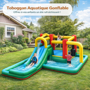 Château Gonflable 3-en-1 – Toboggan + Trampoline + Piscine à Balles