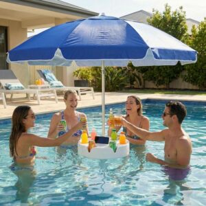 Parasol Flottant — Ton Bar au Milieu de la Piscine